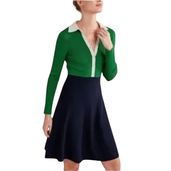 Boden Dresses & Skirts - Boden Green and Navy Knit Dress Size 8R